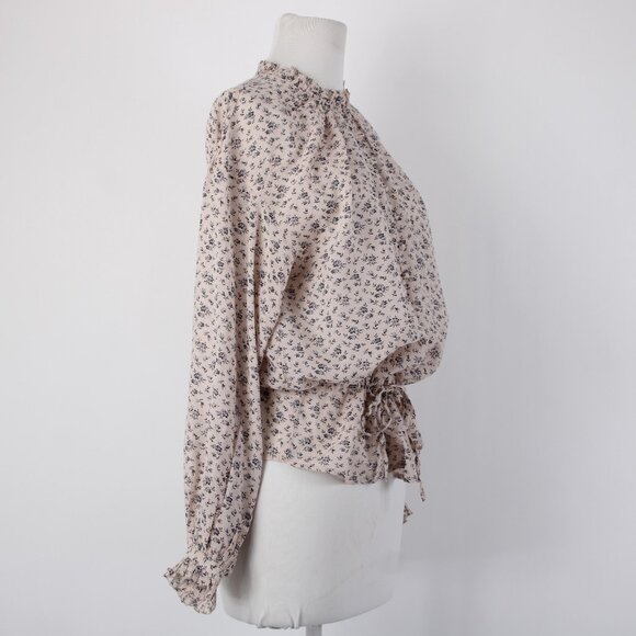 Joie Top Sz S Lt Pink Lavender Multi Color Floral Collared Cotton Viscose Top - Picture 7 of 13